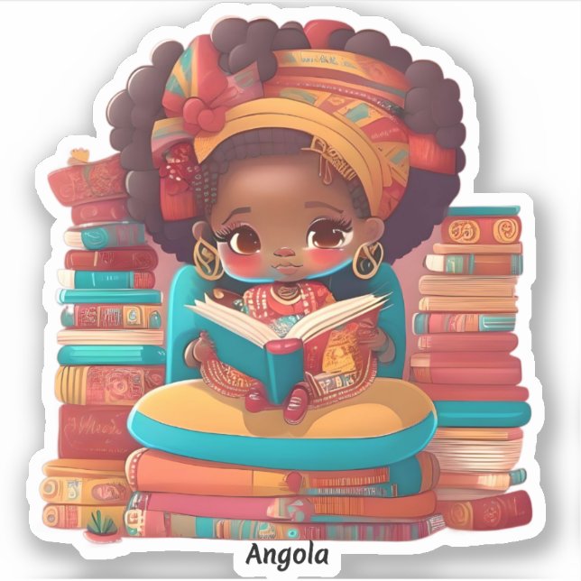 Pegatina Chicas de la lectura mundial - Angola (Anverso)