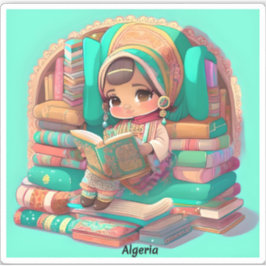 Pegatina Chicas de la lectura mundial - Argelia