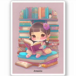 Pegatina Chicas de la lectura mundial - Armenia