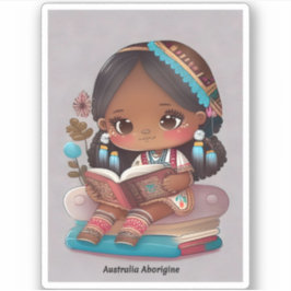 Pegatina Chicas de la lectura mundial - Australia Aborigen