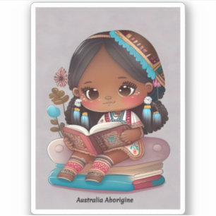 Pegatina Chicas de la lectura mundial - Australia Aborigen