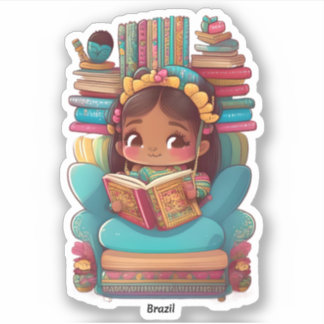 Pegatina Chicas de la Lectura Mundial - Brasil