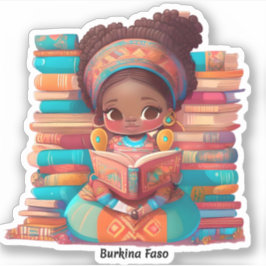 Pegatina Chicas de la lectura mundial - Burkina Faso