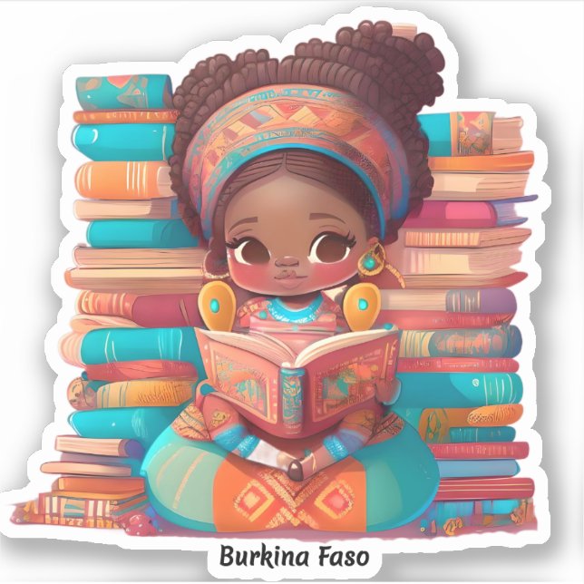 Pegatina Chicas de la lectura mundial - Burkina Faso (Anverso)