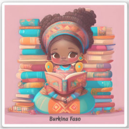 Pegatina Chicas de la lectura mundial - Burkina Faso
