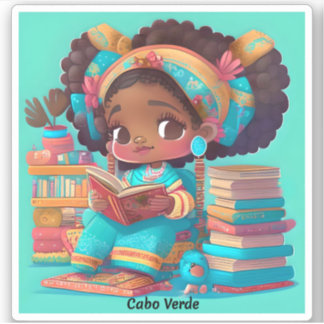 Pegatina Chicas de la lectura mundial - Cabo Verde
