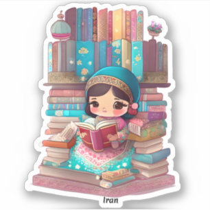 Pegatina Chicas de la lectura mundial - Irán