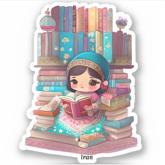 Pegatina Chicas de la lectura mundial - Irán (Anverso)