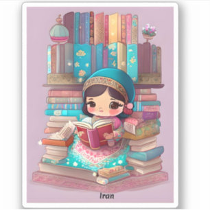 Pegatina Chicas de la lectura mundial - Irán