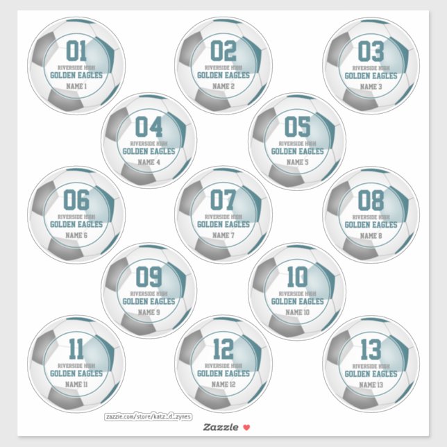 Pegatina chicas de la selección verde azulada de fútbol gri (Hoja)