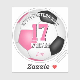 Pegatina chicas de nombre de equipo de fútbol negro rosado
