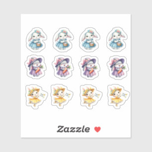 Pegatina Chicas De Pascua Con Vestidos De Bonito