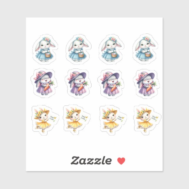 Pegatina Chicas De Pascua Con Vestidos De Bonito (Hoja)