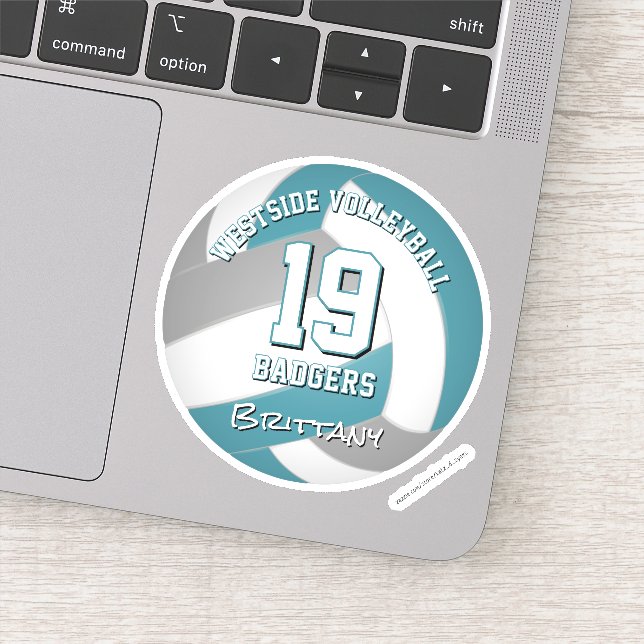 Pegatina chicas de voleibol gris verde azulado regalos de e (Detalle)
