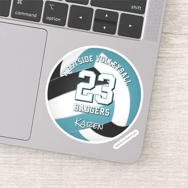 Pegatina chicas de voleibol verde azulado negro niños equip (Detalle)