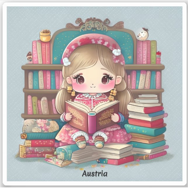Pegatina Chicas de World Reading - Austria (Anverso)