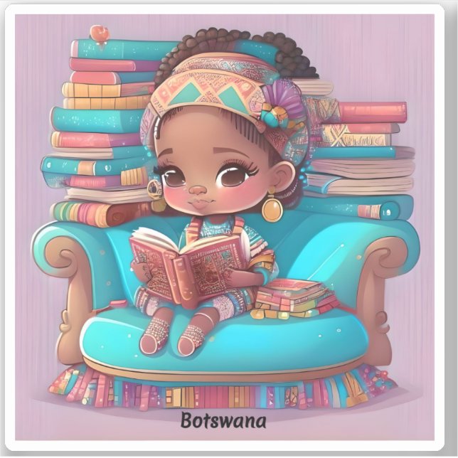 Pegatina Chicas de World Reading - Botswana (Anverso)