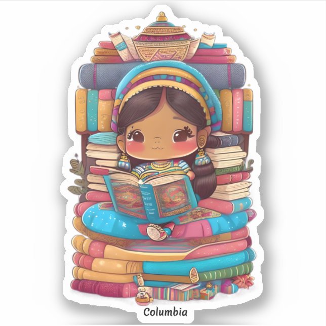Pegatina Chicas de World Reading - Columbia (Anverso)