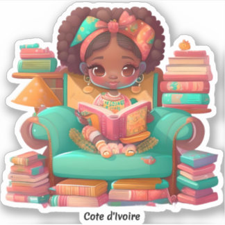 Pegatina Chicas de World Reading - Costa de Marfil