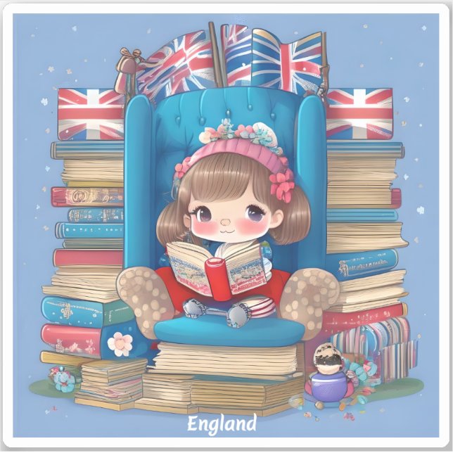 Pegatina Chicas de World Reading - Inglaterra (Anverso)