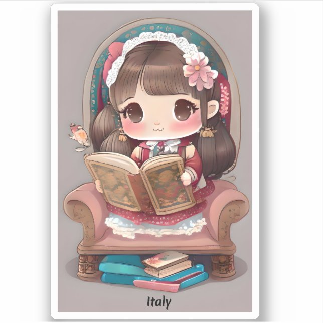 Pegatina Chicas de World Reading - Italia (Anverso)