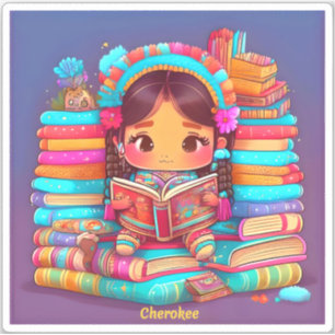 Pegatina Chicas del Mundo Leyendo - Cherokee