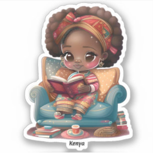 Pegatina Chicas del mundo leyendo - Kenia