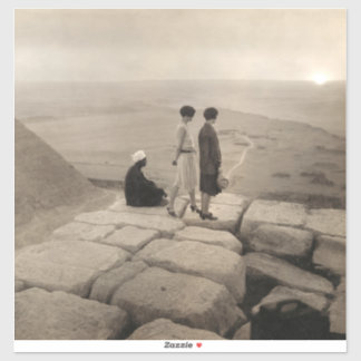 Pegatina Chicas en la cima de la pirámide de Keops en Egipt