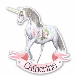 Pegatina Chicas florales de unicornio más hermosos nombran