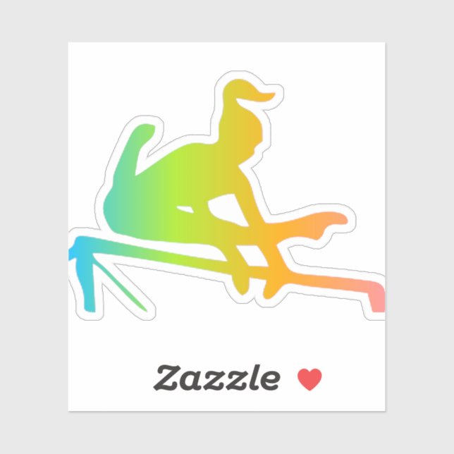 Pegatina Chicas Gimnasia del Arcoiris Barras desiguales (Hoja)