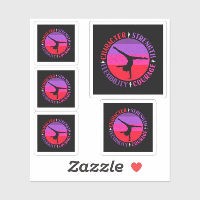 Pegatina Chicas Gimnasia Fuerza de caracteres Valor (Hoja)