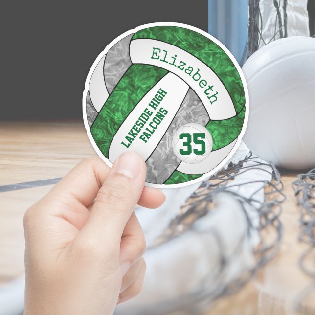 Pegatina chicas grises verdes voleibol con nombre de mascot (Subido por el creador)