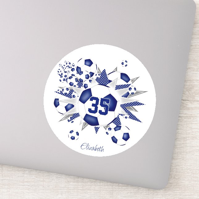 Pegatina chicas jersey número balones de fútbol estrellas a (Detalle)