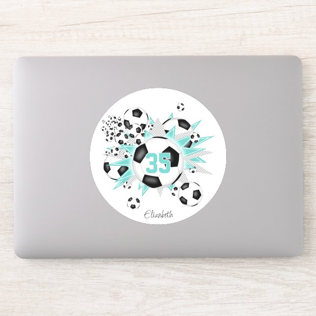 Pegatina chicas jersey número balones de fútbol estrellas l (Ordenador)