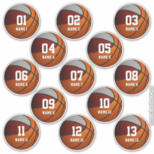 Pegatina chicas machos marrón conjunto gris de 13 baloncest