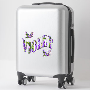 Pegatina Chicas morados florales llaman Violet,