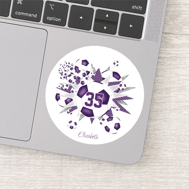 Pegatina chicas nombre jersey número balones de fútbol estr (Detalle)