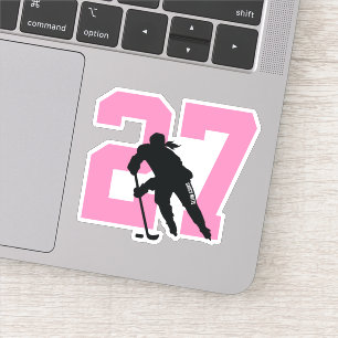 Pegatina Chicas Personalizado rosado Jugador número Pegatin