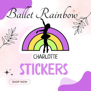 Pegatina Chicas personalizados BALLET Rainbow Pastel
