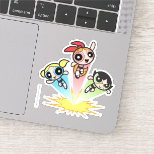Pegatina Chicas Powerpuff Lanzan Al Aire