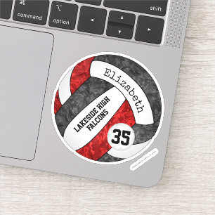 Pegatina chicas rojos negros voleibol con nombre de mascota