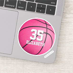Pegatina chicas rosados candentes baloncesto personalizado