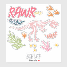 Pegatina Chicas se burlan de niños de dinosaurios rosados