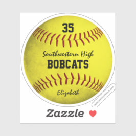 Pegatina chicas sucio personalizado de softball amarillo no