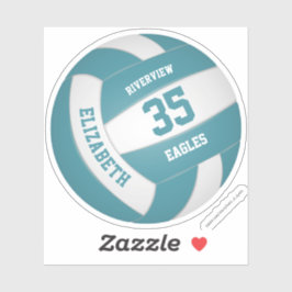Pegatina chicas varones verde azulados simples voleibol bla