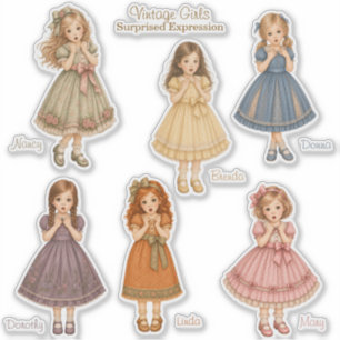 Pegatina Chicas Vintage: Colección de Expresiones Sorprendi