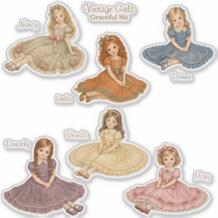 Pegatina Chicas Vintage: Colección Sentadas con Gracia