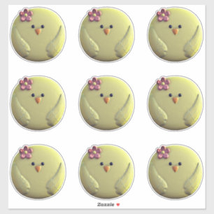 Pegatina Chick bebé pollo lindo amarillo y rosa