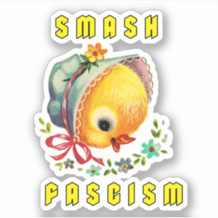 Pegatina Chick retro lindo - sacudir el fascismo