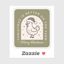 Pegatina Chicken Christmas homestead farm cottagecore green